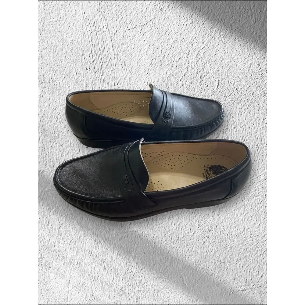 SAS Loafers NEW Ace Slip On Comfort Penny Handsewn Leather Black Size 9.5 W
